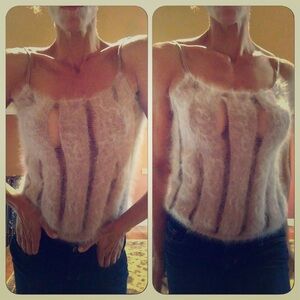 F/W 2001 Yves Saint Laurent by Tom Ford Angora Stretch Panel Tank Top